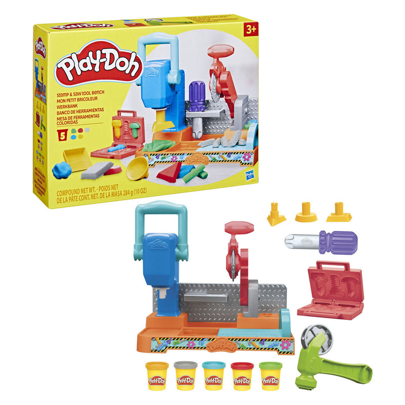 Afbeelding laden in galerijviewer, Play-doh stempelen en zagen speelset - boetseerklei - kindergereedschap
