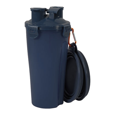 Afbeelding laden in galerijviewer, Zolux bvk 2in1 reisset fles met voerbak en drinkbak blauw
