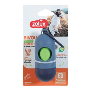 Zolux bvk poepzakhouder + 15 poepzakjes blauw