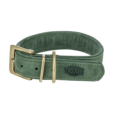 Afbeelding laden in galerijviewer, Trixie halsband hond pure leer saliegroen
