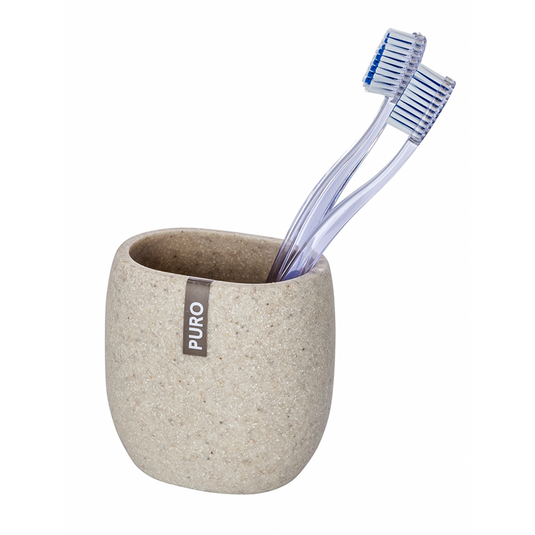 Wenko 1064992 - tandenborstelbeker puro beige | 2 stuks