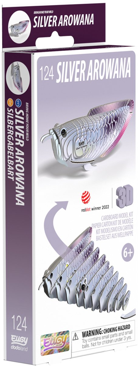 Eugy 3d puzzel - zilveren arowana - zeedieren - duurzaam - verzamel ze allemaal - 6 jaar