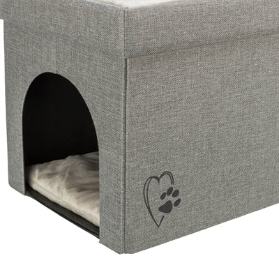 Afbeelding laden in galerijviewer, Trixie kattenmand kattenhuis kimy soft 2 verdiepingen lichtgrijs
