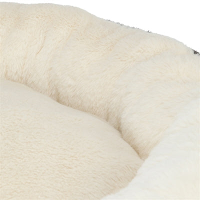 Afbeelding laden in galerijviewer, Trixie hondenmand leo soft rond pluche creme panterprint
