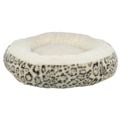 Afbeelding laden in galerijviewer, Trixie hondenmand leo soft rond pluche creme panterprint
