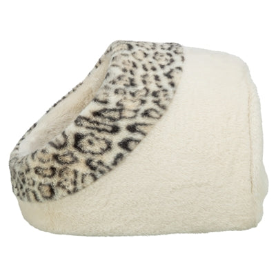 Afbeelding laden in galerijviewer, Trixie kattenmand iglo leo soft pluche creme panterprint
