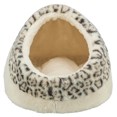 Afbeelding laden in galerijviewer, Trixie kattenmand iglo leo soft pluche creme panterprint

