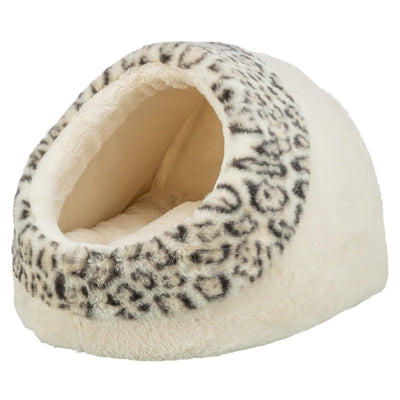 Afbeelding laden in galerijviewer, Trixie kattenmand iglo leo soft pluche creme panterprint
