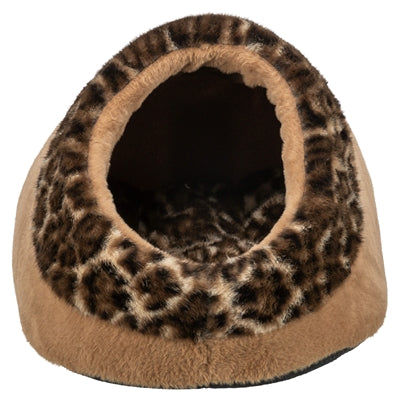 Afbeelding laden in galerijviewer, Trixie kattenmand iglo leo soft pluche bruin panterprint
