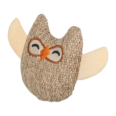 Afbeelding laden in galerijviewer, Trixie uil stof pluche met kattenkruid catnip beige
