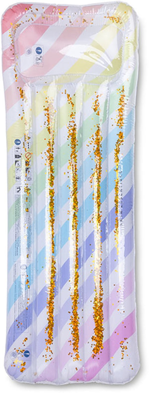 Swim essentials - luchtbed - 177 x 67 x 19 cm - rainbow - meerkleurig