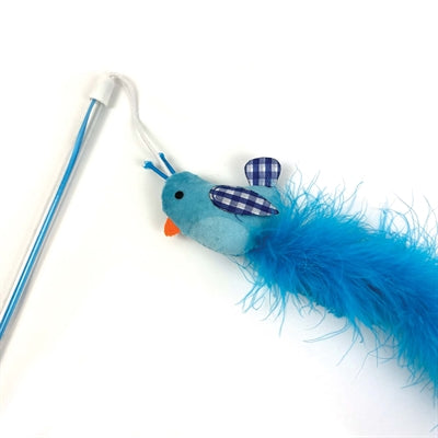Afbeelding laden in galerijviewer, Happy pet tabby patch kattenhengel vogel blauw
