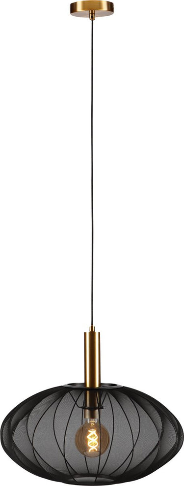 Lucide corina - hanglamp - ø 50 cm - 1xe27 - zwart - japandi