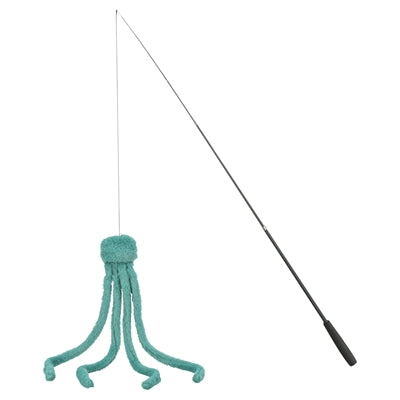 Afbeelding laden in galerijviewer, Trixie kattenhengel telescopisch grote katten met pluche octopus groen
