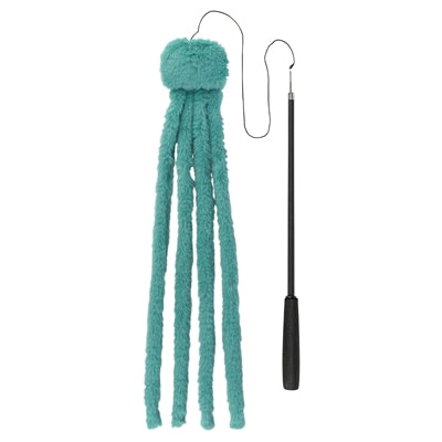 Afbeelding laden in galerijviewer, Trixie kattenhengel telescopisch grote katten met pluche octopus groen
