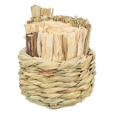 Afbeelding laden in galerijviewer, Trixie mand gras met hooi maisbladeren houten stokjes
