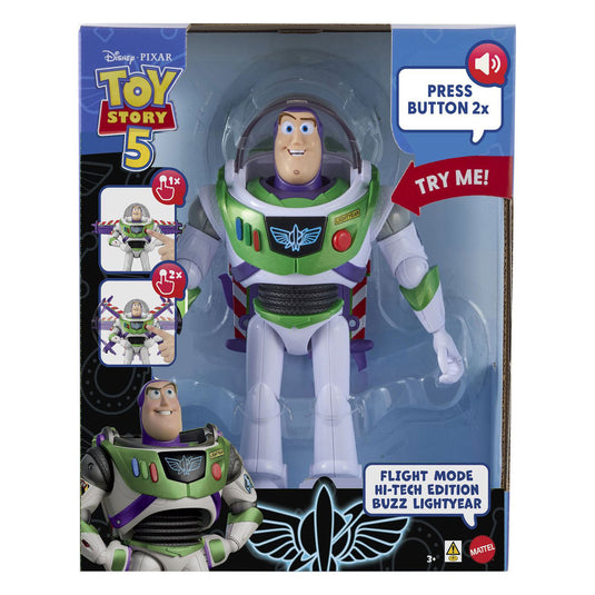 Mattel disney en pixar toy story vliegstand hi-tech editie - buzz lightyear op een schaal van 30 cm en 35+ geluiden - nederlands