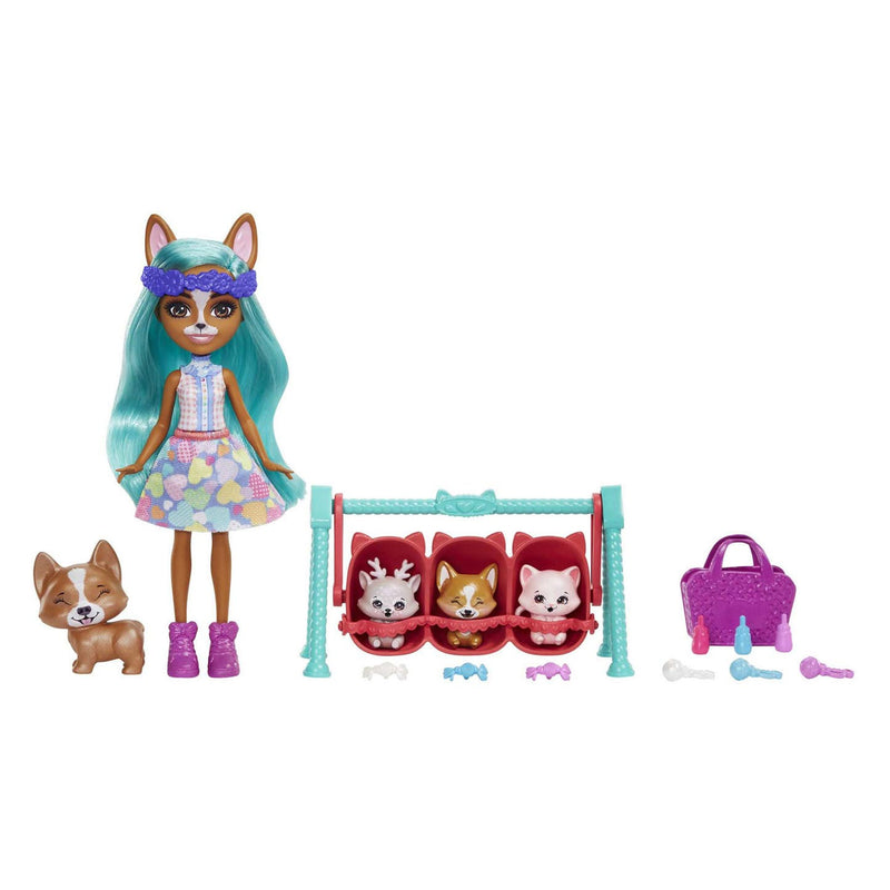Afbeelding laden in galerijviewer, Mattel Enchantimals Baby Best Friends Pop Crizia Corgi en Show
