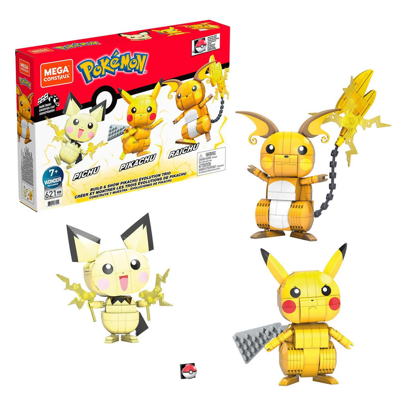 Afbeelding laden in galerijviewer, Pokémon Mega Construx Pokemon Bouwset Build and Show Pikachu Evolution Trio
