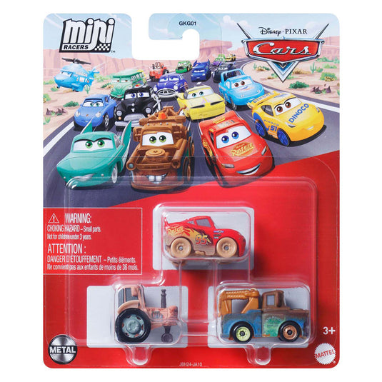 Mattel disney pixar cars mini racers auto's, 3st.