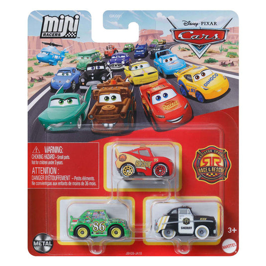 Mattel disney pixar cars mini racers auto's, 3st.