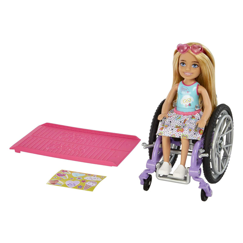 Afbeelding laden in galerijviewer, Mattel Chelsea Wheelchair Modepop Blond
