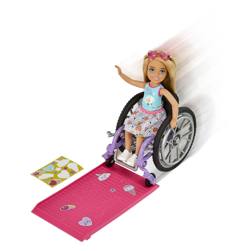 Afbeelding laden in galerijviewer, Mattel Chelsea Wheelchair Modepop Blond
