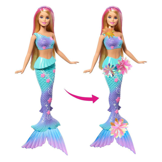 Barbie zeemeermin met magische bloemen blauw
