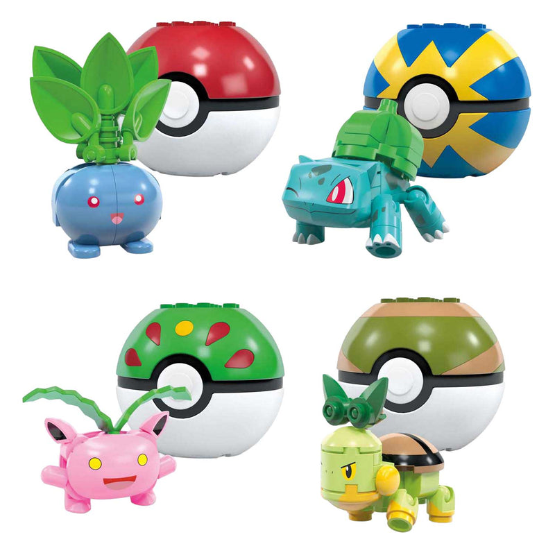 Afbeelding laden in galerijviewer, Mega bloks mega construx pokémon bouwset - bulbasaur, turtwig, hoppip en oddish
