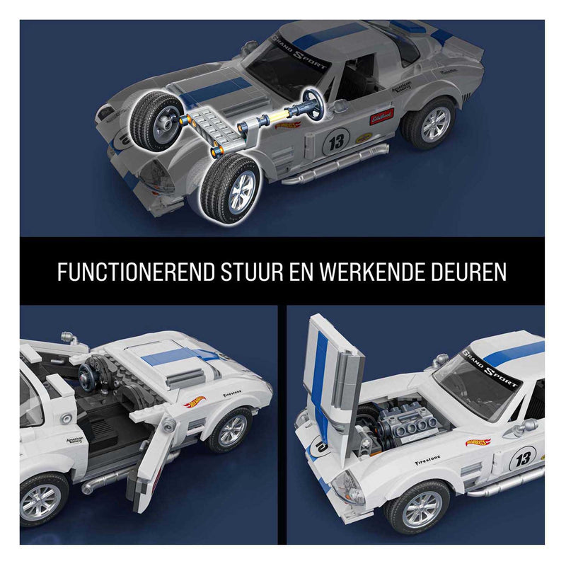 Afbeelding laden in galerijviewer, Mattel brick shop hot wheels elite serie - corvette grand sport - bouwspeelgoed - 918 onderdelen
