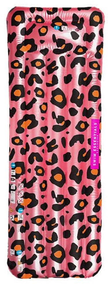 Swim essentials - luchtbed - 177 x 67 x 19 cm - roze goud - luipaardprint