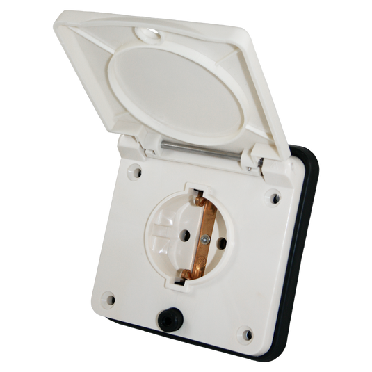 Schuko buiten wandcontactdoos wit voor caravan en camper - zonder verkoopverpakking