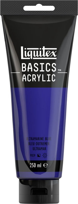 Liquitex 88700228 basics acrylverf ultramarine blue – 250 ml | kunstenaars acrylverf | middelmatige viscositeit | lichtechte kleur voor schilderen canvas