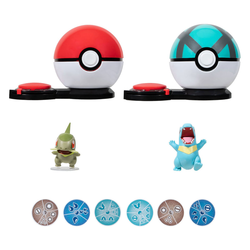 Afbeelding laden in galerijviewer, Boti pokémon surprise attack game speelset - axew poke ball vs totodile net ball
