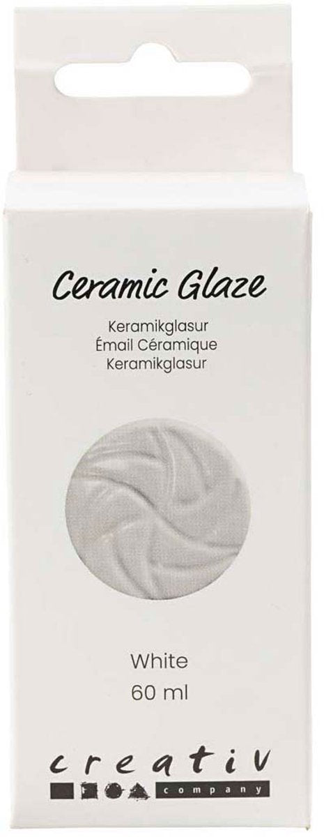 Creativ company keramiek glazuur wit 60ml - hobby verf voor keramiek.