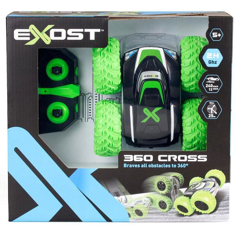 Afbeelding laden in galerijviewer, Exost rc 360 cross ii stuntauto groen 1:18 - rc auto - bestuurbare auto - met koplampen

