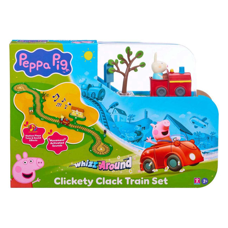 Afbeelding laden in galerijviewer, Gear2play peppa pig whizz around - klik-klak trein speelset - modulaire rijbaan voor whizz around voertuigen - interactief met muziek en geluid
