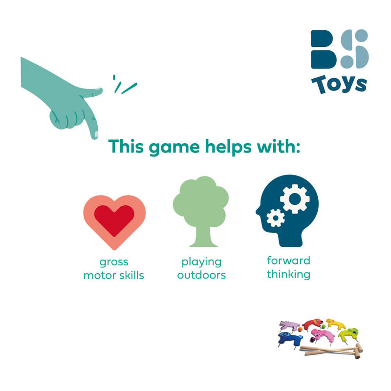 Afbeelding laden in galerijviewer, Bs toys houten croquet junior buitenspel
