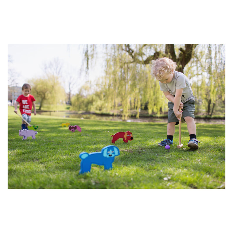 Afbeelding laden in galerijviewer, Bs toys houten croquet junior buitenspel
