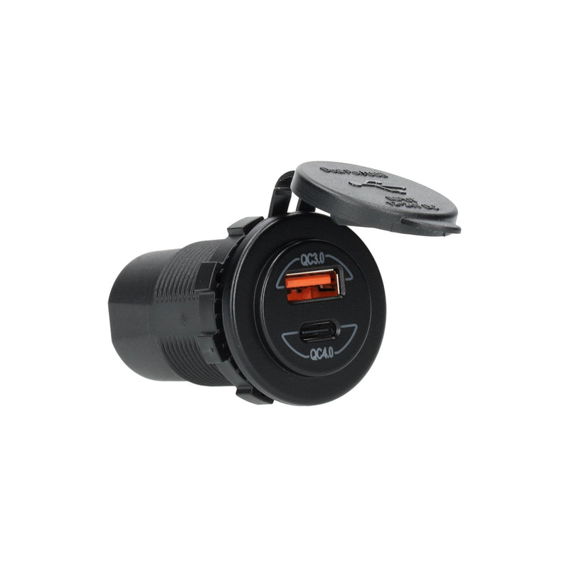 Afbeelding laden in galerijviewer, Power line usb lader inbouw met usb-a qc3.0 en usb-c qc4.0
