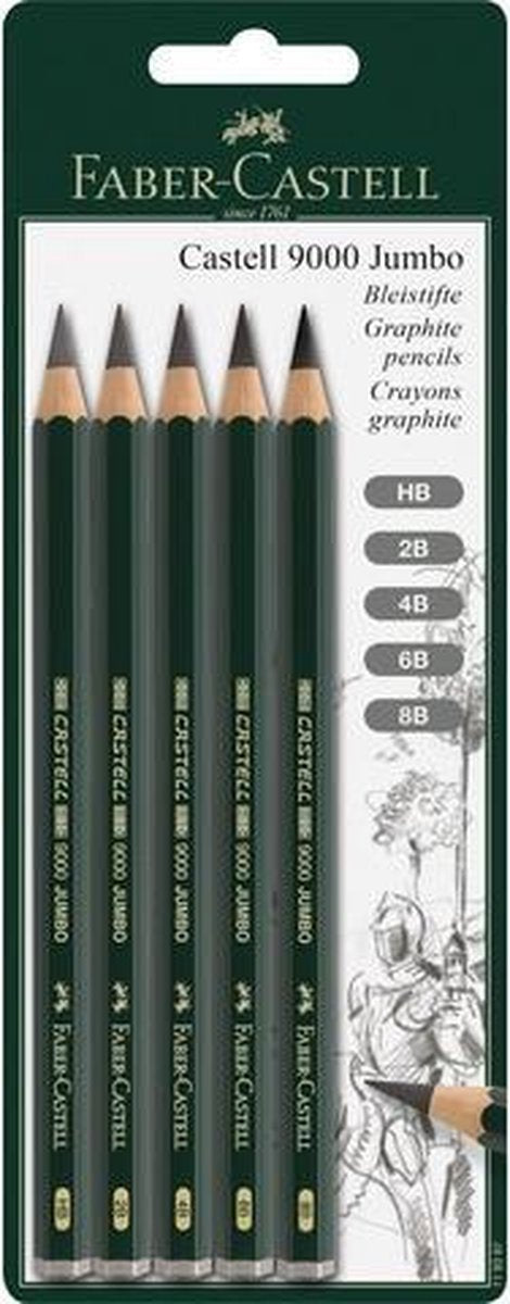 Faber-castell grafietpotloden set - serie 9000 jumbo - set met 5 hardheden - fc-119397