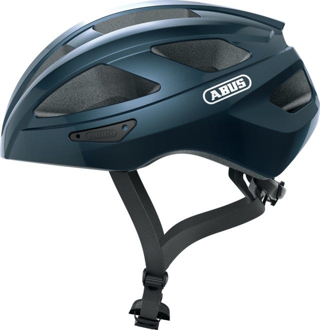 Afbeelding laden in galerijviewer, Abus fietshelm macator midnight blue m - 52-58 cm - blauw - geschikt voor gebruik op elektrische fietsen - stadsfietsen - 300 g
