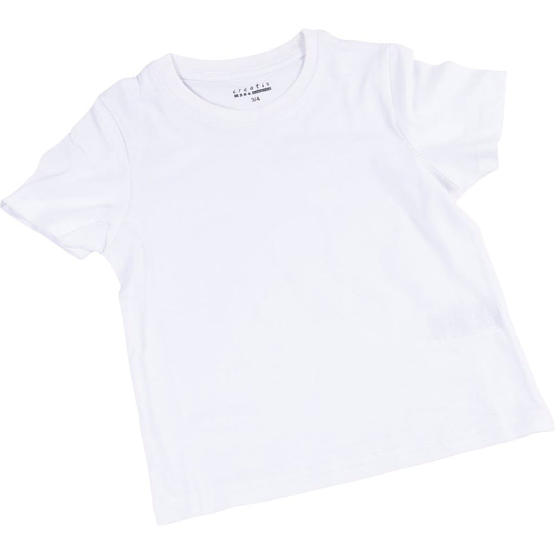 Afbeelding laden in galerijviewer, Creativ Company T shirts B: 32 cm afm 3 4 jaar ronde hals 145 g wit 1 stuk
