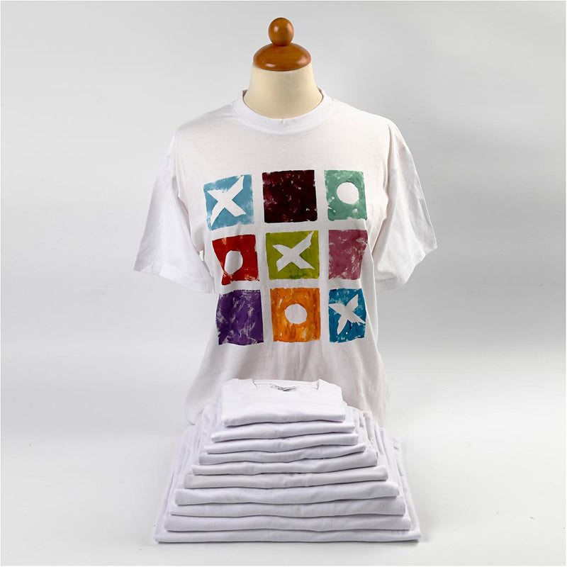 Afbeelding laden in galerijviewer, Creativ Company T shirts B: 32 cm afm 3 4 jaar ronde hals 145 g wit 1 stuk
