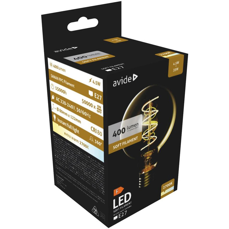 Afbeelding laden in galerijviewer, Avide led lamp soft filament 4,5w, e27 fitting, 2700 kelvin, 400 lumen
