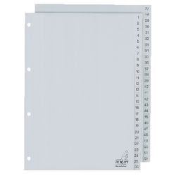 Tabbladen kangaro pp g452c a4 120 micron grijs 2-serie 1-52 4-gaats bedrukt