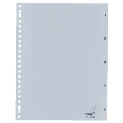 Tabbladen kangaro pp g405cm a4 120 micron grijs 5-delig 1-5 23-gaats bedrukt