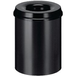 Vlamdovende prullenbak metalen edelstalen 36cm diameter 25,5cm inh.15l alu-zwart