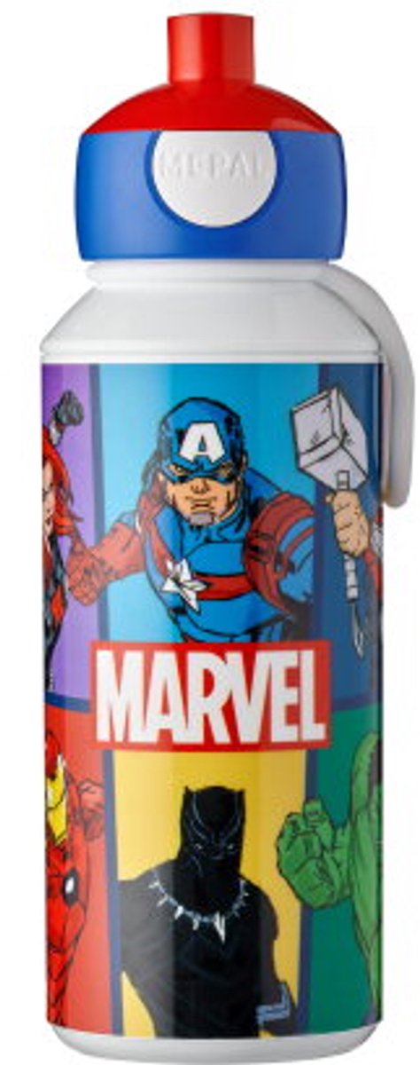 Mepal pop-up drinkfles campus - 400 ml - sluit goed af - drinkbeker voor kinderen - avengers