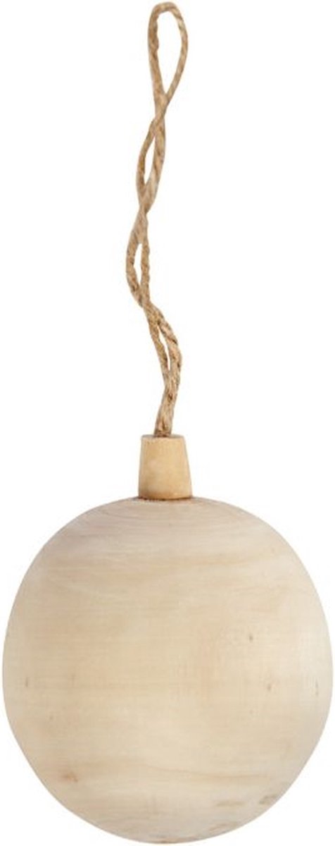 Afbeelding laden in galerijviewer, Creativ company kerstbal hanger hout, 6,4cm
